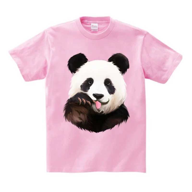Cartoon Panda 2024 Kids Cotton T-shirt Boys and Girls Tops T-shirt Short-sleeved Childrens Summer Casual Clothes Kids T-shirt T250603