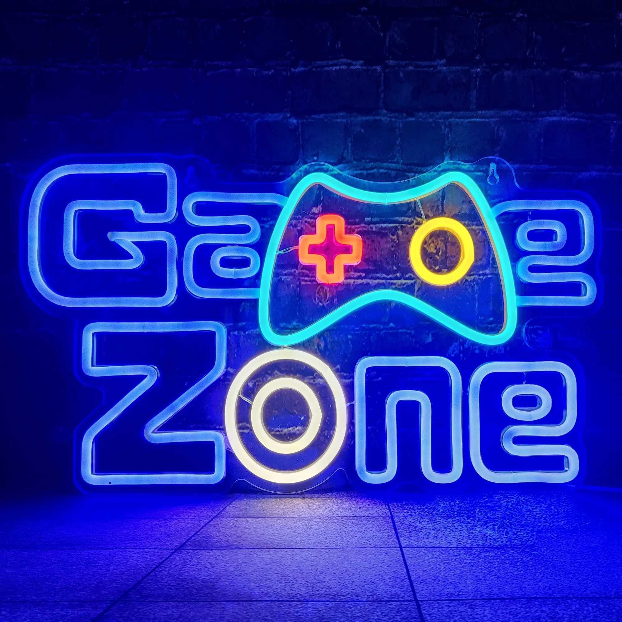 Game Zone Neon Sign LED Neon Light for Wall Decor USB Powered for Bedroom Bar Shop Game Room Man Cave Decor Gift for Game Lover XJ250602