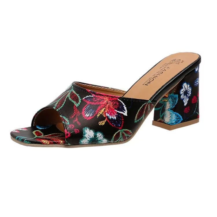 Platform Chunky High Heels Sandals Women Summer Thick Heeled Beach Slippers Woman Plus Size 43 Outdoor Slides Flip ps 0684