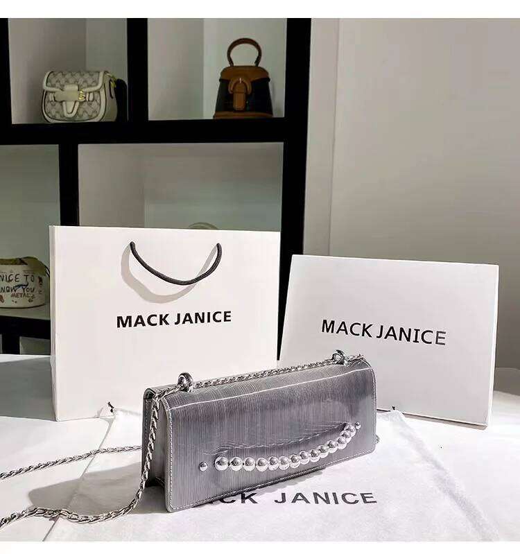 High Quality Gradient Color Beads Beaded Square Women Handbag Textured Leather Shoulder Crossbody Bag Lady Purse Armpit