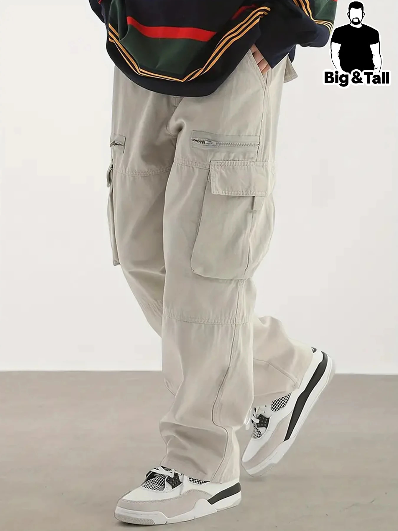Autumn and winter mens plus size work pants made of composite fabric with waterproof technology fashionable flip pockets and m 250528