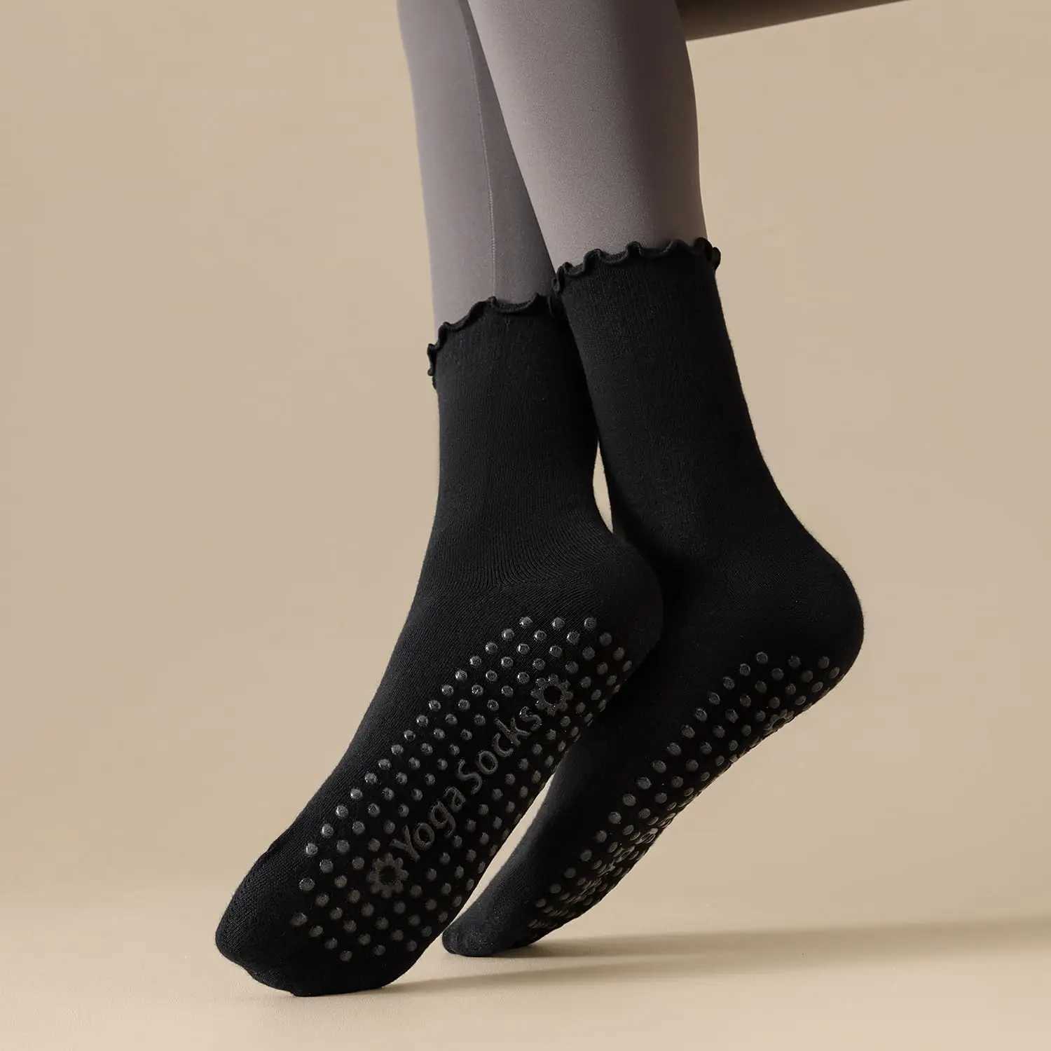 1/5 Pairs Womens yoga fitness sports non-slip boneless mid-calf socks thin Pilates combed cotton womens socks T250602