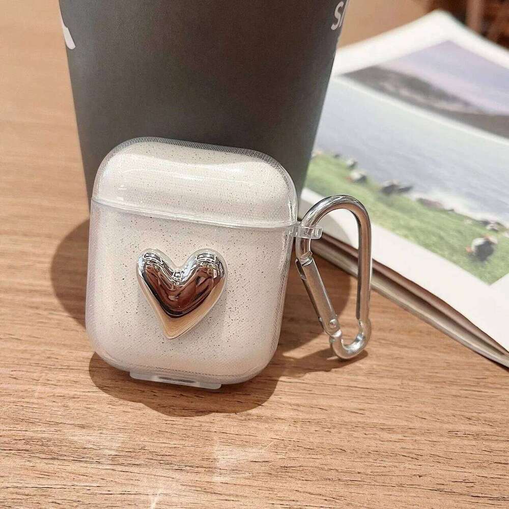Clear TPU Electroplate 3D Bowknot Love Heart Pro/Pro2 Earphone Case For 3/4 With Keychain Protector Cover