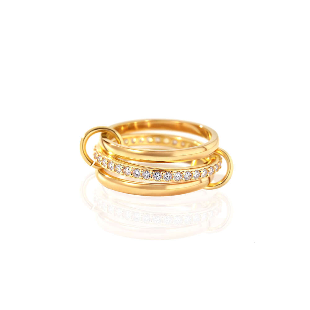 Interlocking Full Diamond Micro Paved Zircon Stacking Rings Special Jewelry Panyu Quality