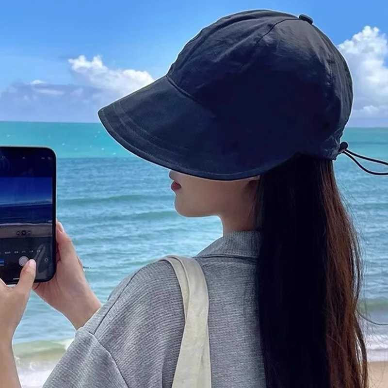 New Summer Hats for Women Foldable Baseball Cap Wide Large Brim Sunscreen Beach Caps Female Outdoor Casual Adjustable Bucket Hat W250602