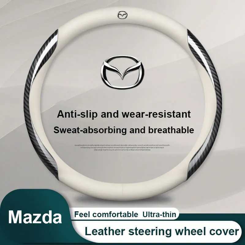 For Mazda CX-3 CX-4 CX-5 CX-7 CX-9 Mazda 3 Axela 6 Gh Gj Demio Bk BM/BN BP Car Leather Steering Wheel Cover Carbon Fiber Texture R250603