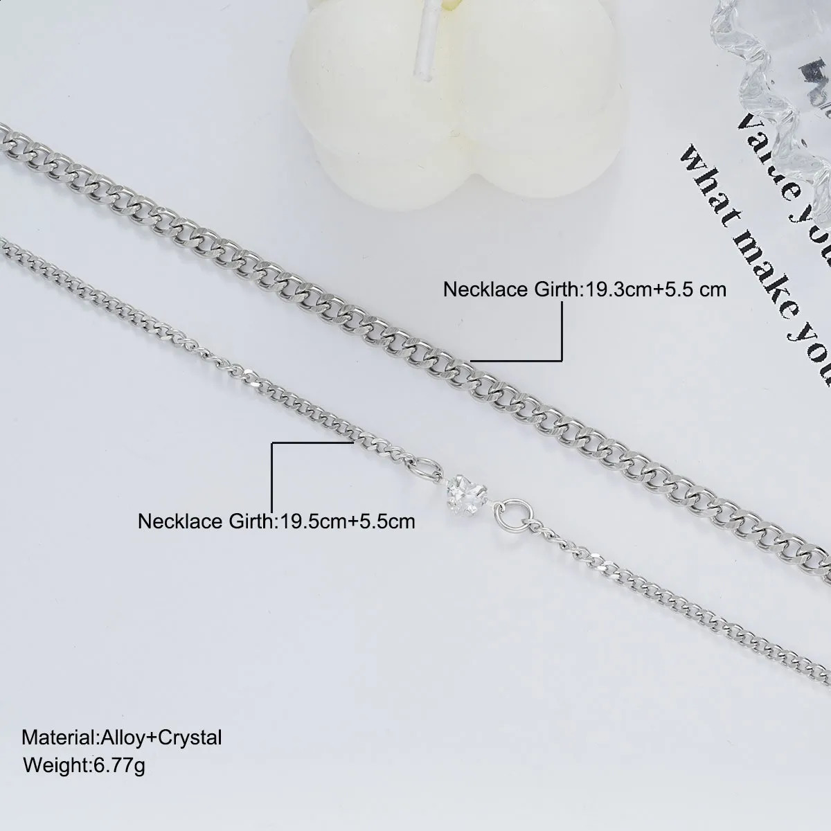 2Pcs 925 Sterling Silver Chain Bracelet Set for Women Men Simple Crystal Heart Adjustable Couple Bracelets Couple Jewelry Gifts 250528