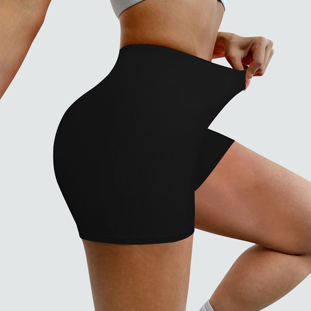 Sports Outdoor Fitness 260g High Elastic Nylon High Waist and Hip Lifting Solid Color Seamless Women's Shorts