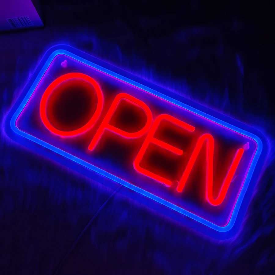Open Neon Sign Large Business Lamp Powered By USB Used For Decoration At The Entrance Of Coffee Shop Bar Restaurant And Salon. XJ250602