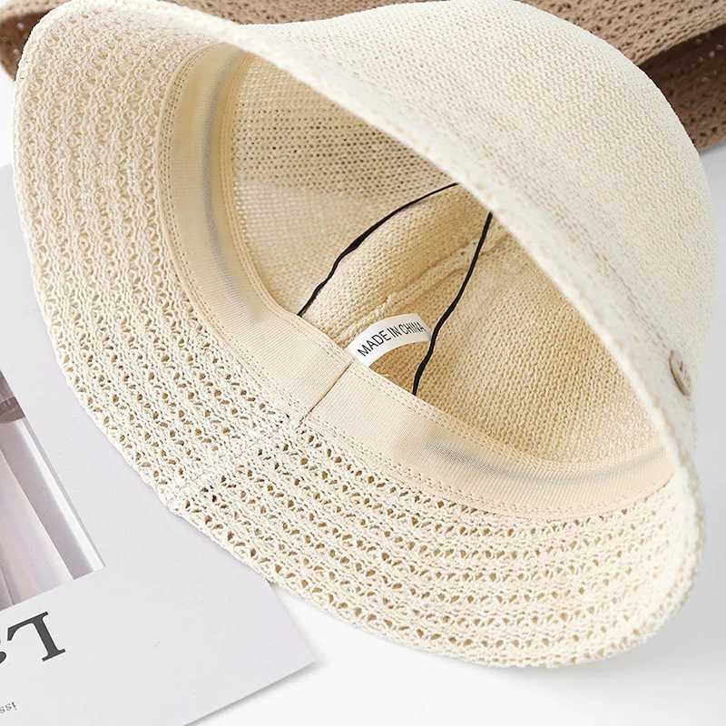 Womens Hollow Out Knitted Bucket Hat Spring Summer Sun Protection With Metal Detail Lightweight Breathable For Beach New W250602