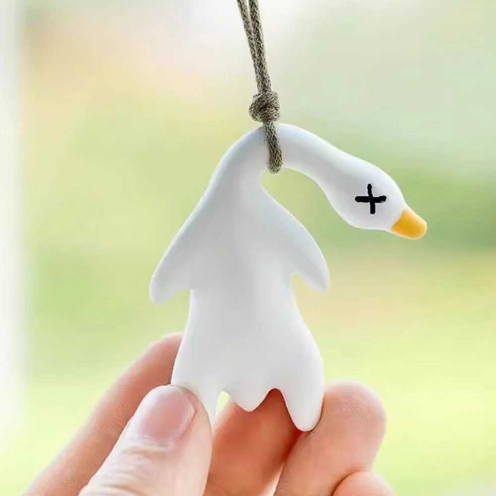 Funny Goose Keychain Roast Duck Rope Keyring Backpack Pendant Car Hanging Accessories Ultraviolet Color Change White Key Chain XJ250602