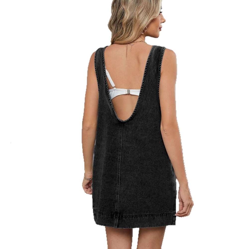 Womens Dresses Partydress Dresses for Woman Elegant for A Wedding Designer Dresses for Women Womens New Washed Backless Casual Vest Dress with Camisol