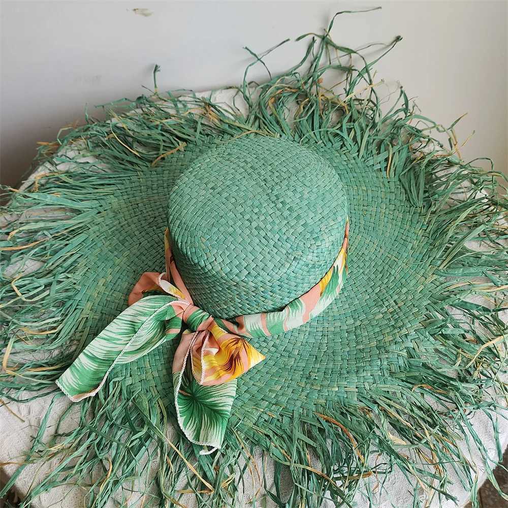 Straw Hat Women Summer Large Brim Beach Vacation Photo Sunscreen Straw Hat Personality European Style Foldable Beach Hat W250602