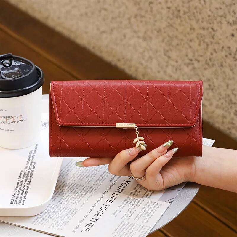 The new model of high-quality PU leather dia-shaped buckle, multi-functional folding, large-capacity mobile phone all-i