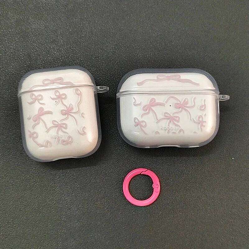 Pink Bow 1/2/3/4 Soft Protective Bluetooth Wireless Earphone Cover for Pro 2 Case with Keyring