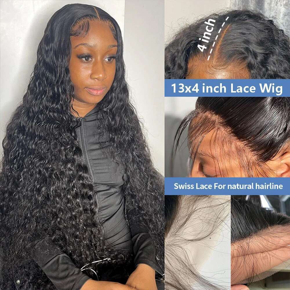 13x4 Jerry Front Deep Kinky Curly Human Hair Wigs Brazilian 4x4 HD Transparent Lace Frontal Closure Wig For Women