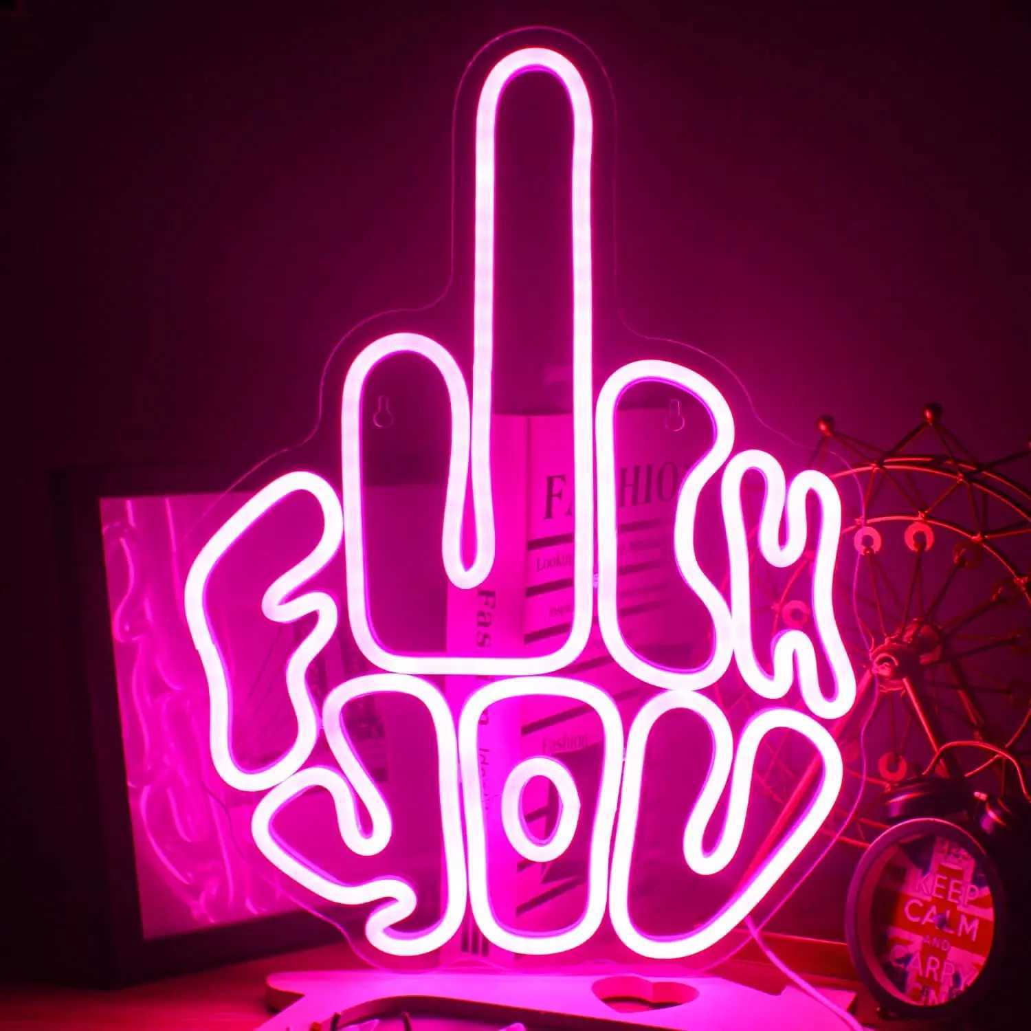 Letters Gesture Neon Signs LED Neon Light Sign Light Up Neon Signs for Bedroom Party Pub Game Zone Decoration XJ250602