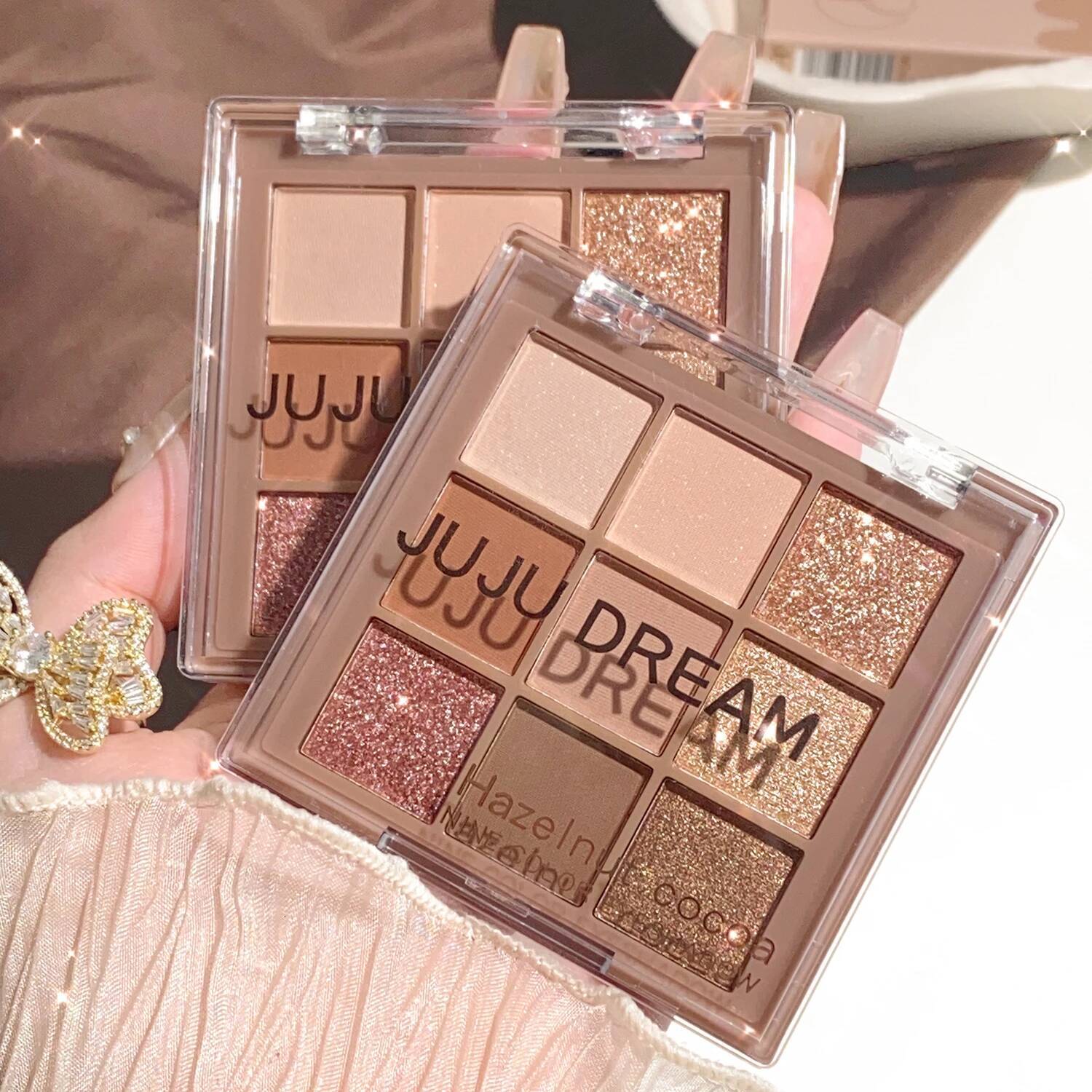 Nine-color Jiugong grid pearl matte flash hazelnut cocoa eye shadow plate