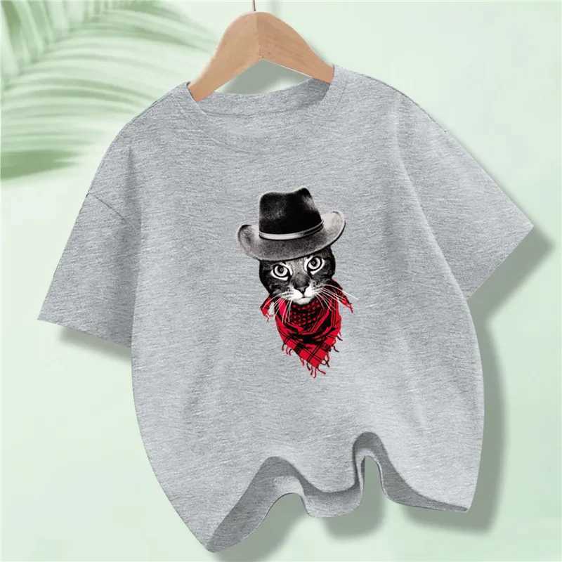 Meow Cat Funny Printing Kids T-Shirts Cotton Tee Clothes Boy Girl Summer Streetwear Tops Loose Short Sleeve T-shirt T250603
