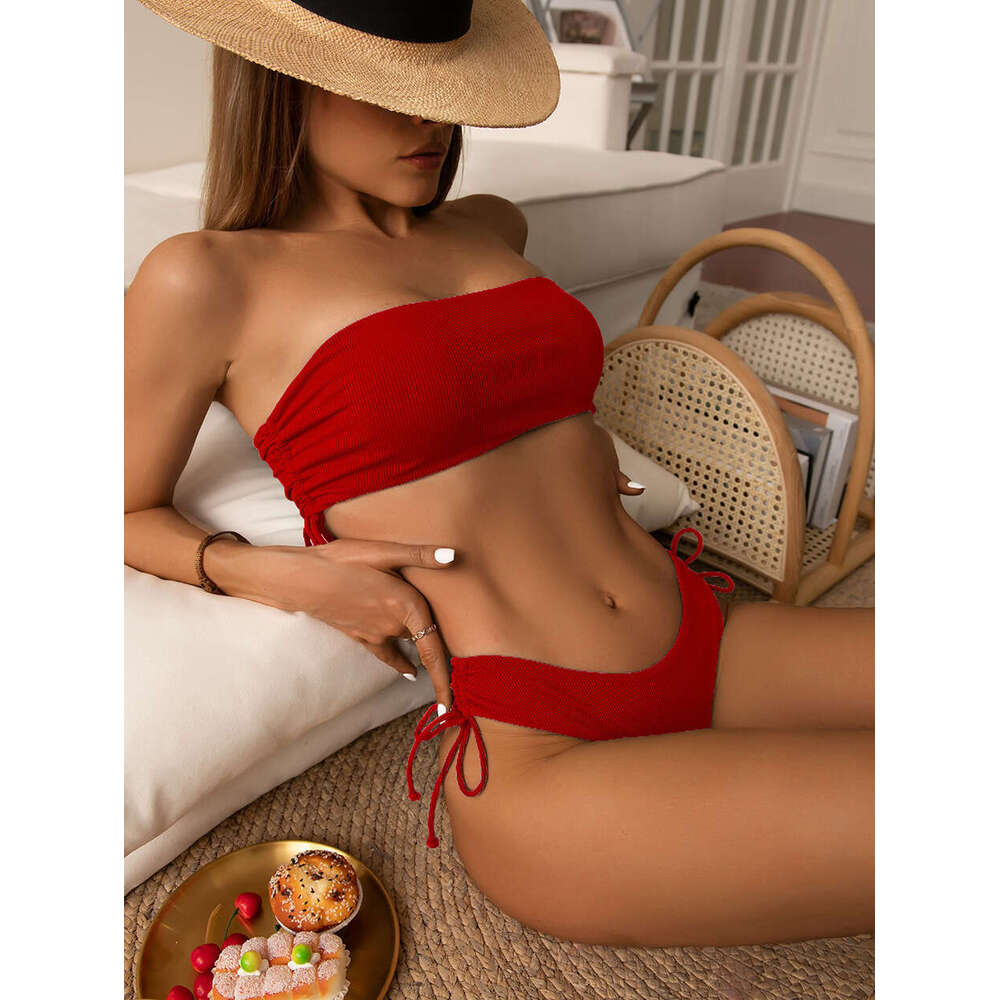 Swimsuit Designers Bikini Triangl Bikini Solid Color Strapless Bikini for Women Sexy Tight Tie Backless Hot Selling Two-piece Swimsuit New Product New