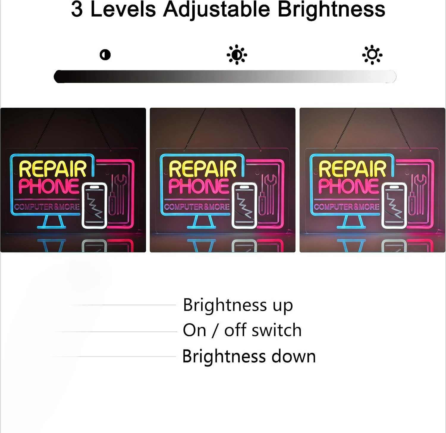 Phone Repair Neon Sign USB Powered LED Neon Light for Business Cellphone Tablet Laptop Desktop Computer Repair Shop Wall Decor XJ250602