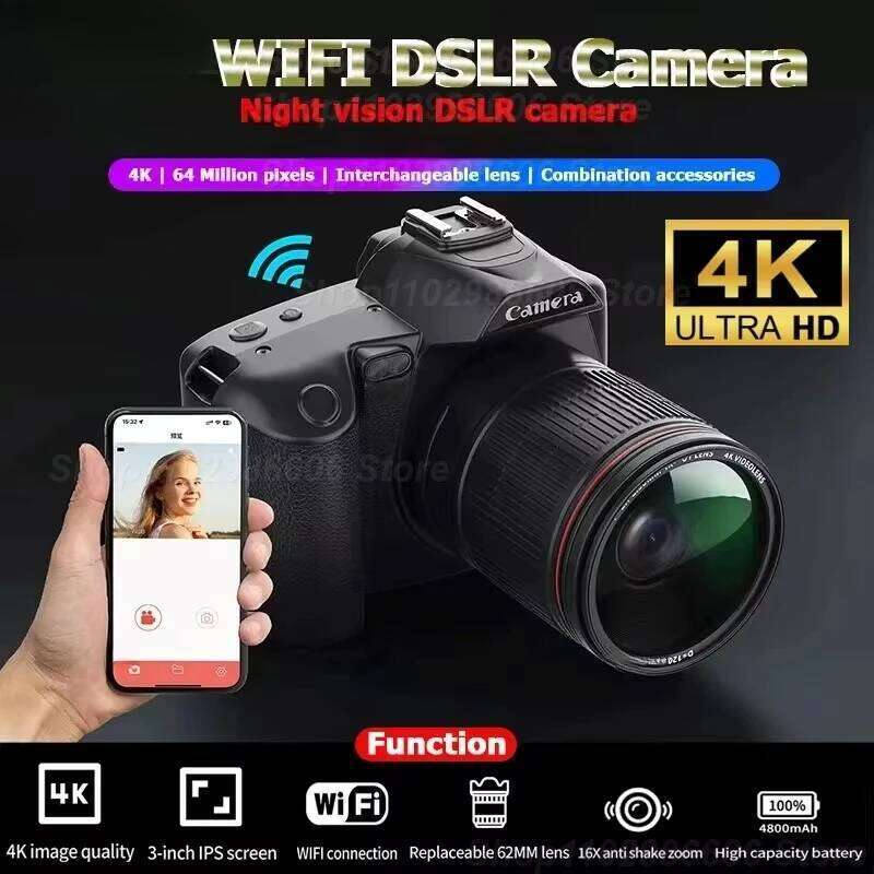 D5 4K Wifi Digital Cam Dual Camcorder High Definition 64 Million Pixels DSLR Cameras Beauty Night Vision New Beginner Camera