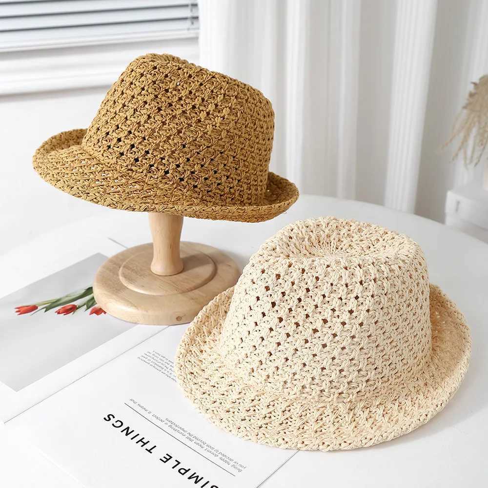 Womens Vintage Jazz-inspired Fisherman Bucket Hat Summer Breathable Sunscreen Sunshade Sun Hat W250602