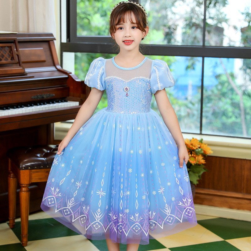 DISNEY toddler designer clothes baby girls Princess Dress with puffy sleeves for Halloween costume fluffy tulle comfortable and soft.