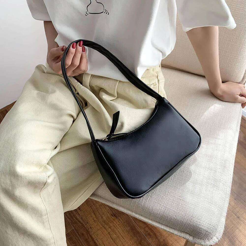 Women's Bags Designer French Women's PU Leather Shoulder Bag Elegant Solid Armpit Purses High Quality Ladies Underarm Bags Designer Handbag