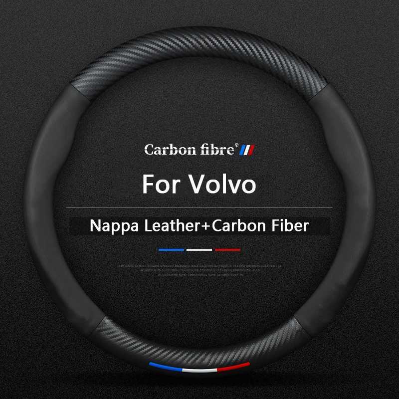 Car Carbon Fiber Leather Steering Wheel Cover For Volvo XC40 XC60 XC70 XC90 S40 S60 S80 S90 V40 V60 V70 V90 C70 Auto Accessories R250603