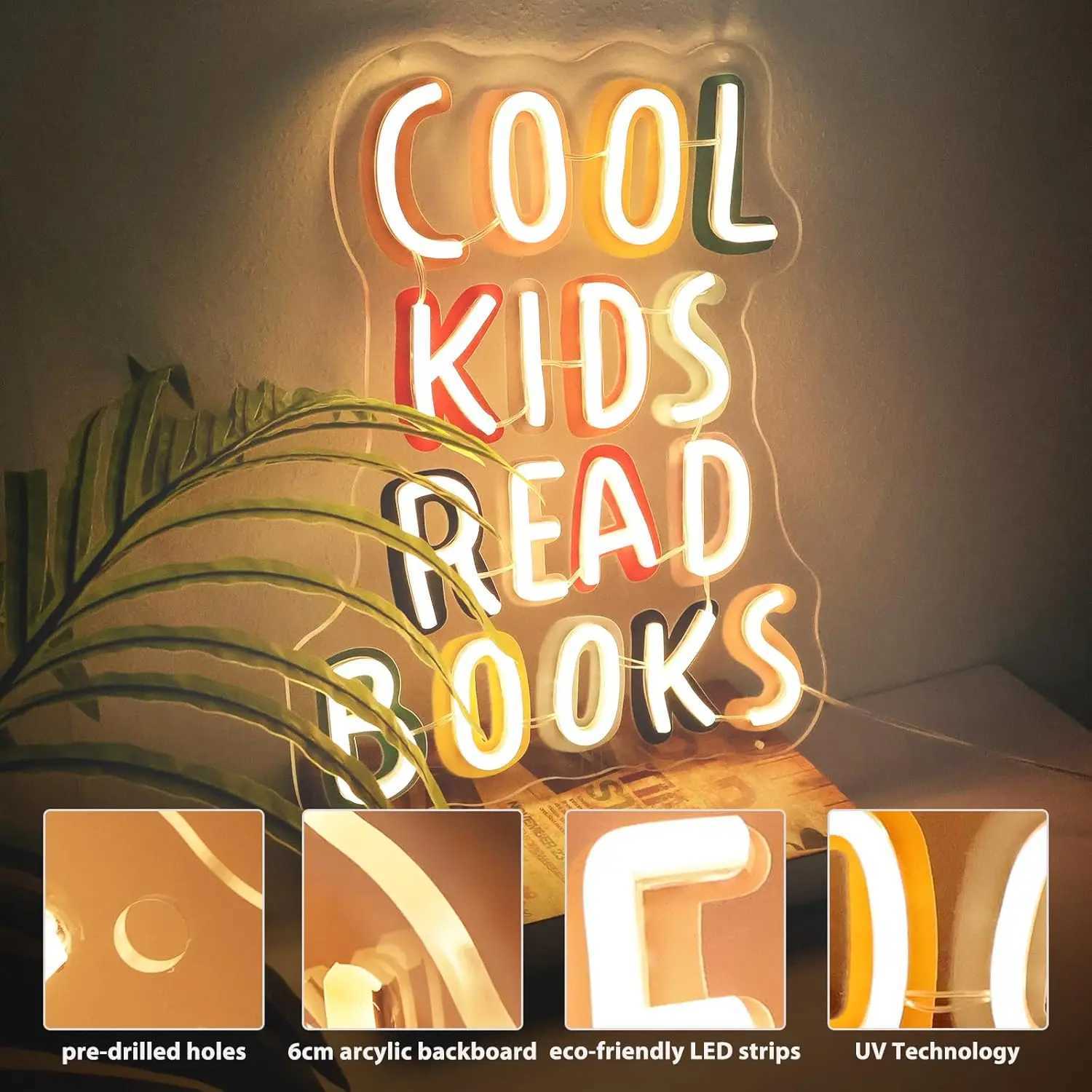 Cool Kids Read Books Neon Sign Handmade Light Up Sign for Book Club Classroom Reading Corner Reading Study Room Home Library Gift XJ250602