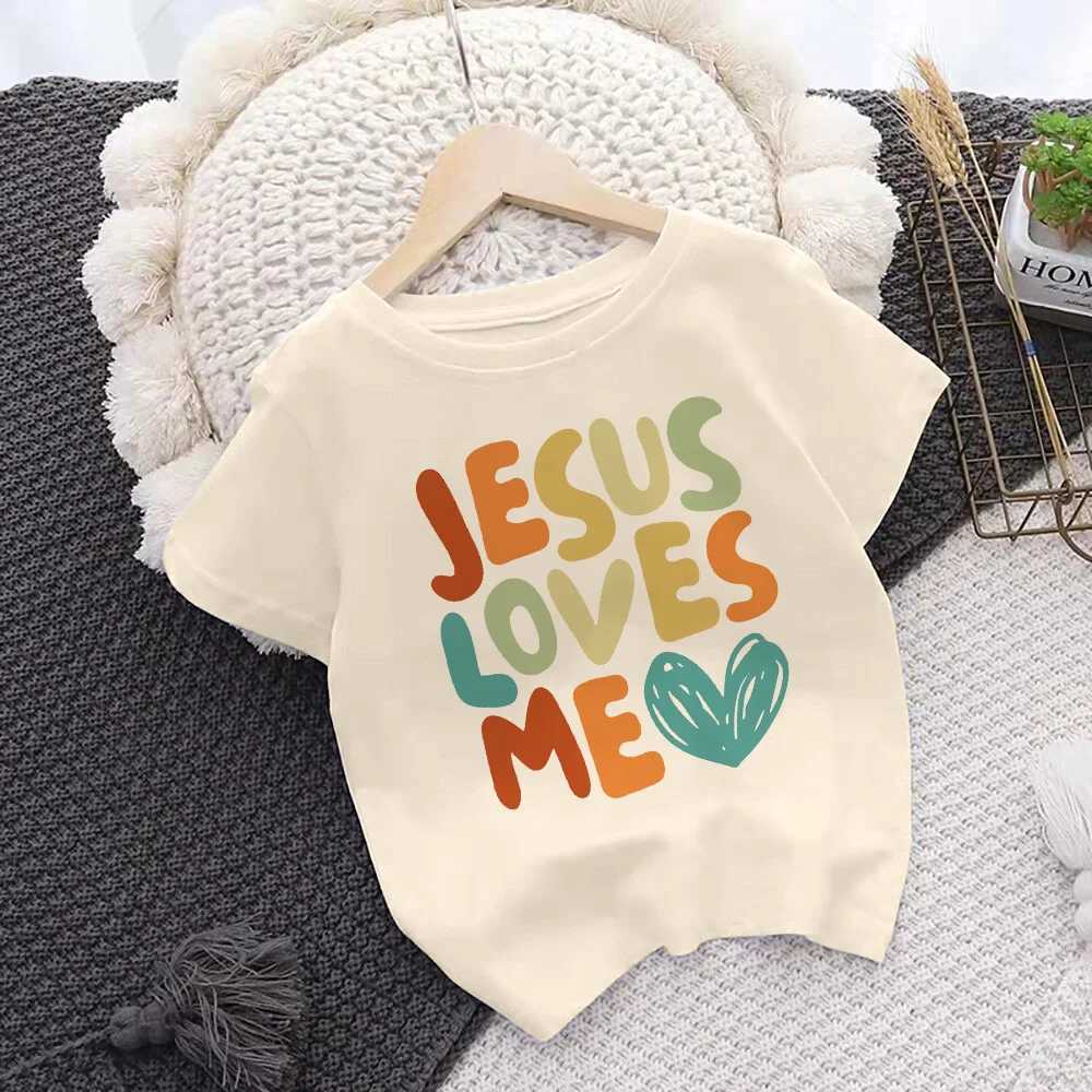 Jesus Loves Me Print Kids Shirt Retro Summer T-shirt Tops for Children Boys Girls Short Sleeve Tshirt Funny Toddler Clothes Tee T250603