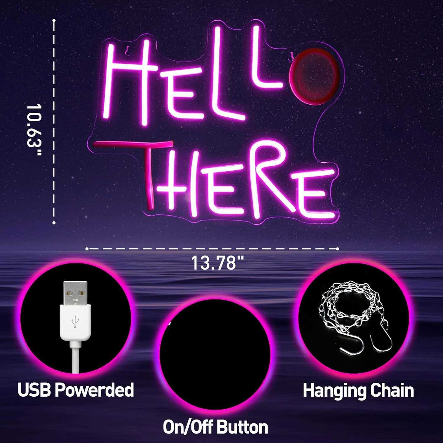 Hello There Neon Signs USB Powered LED Neon Light for Game Room Bedroom Hotel Party Pub Cafe Beer Bar Club Man Cave Wall DecorXJ250602