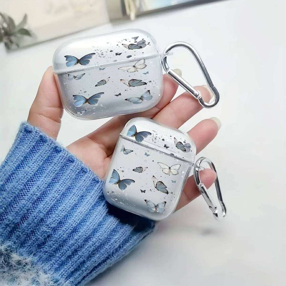 Pro/Pro2 Flowers Butterfly Clear TPU Earphone Silicone Case For 3/4 With Keychain Protector Cover