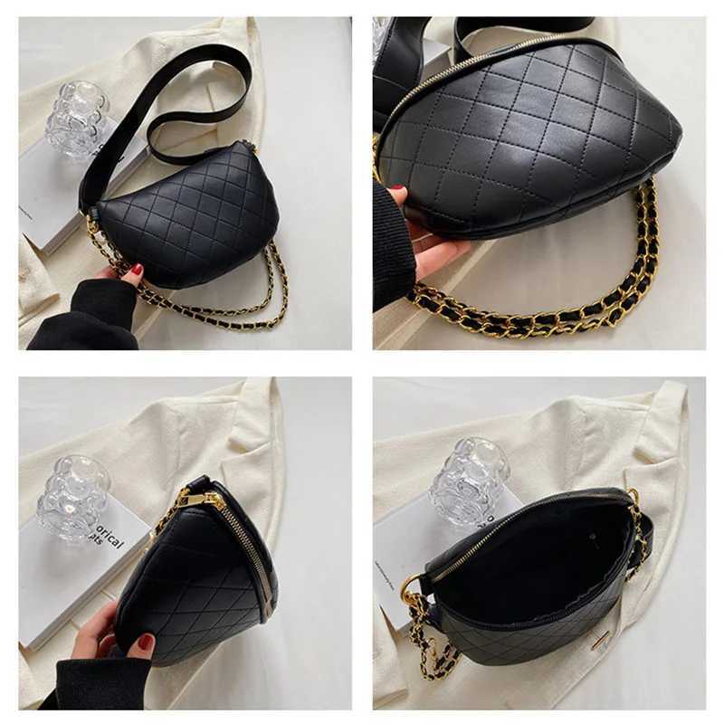 Chain Waist Bags Women Leather Fanny Pack High-quality Zipper Female Crossbody Chest packs Luxury Brand Banana Bags Phone pocket Y250603