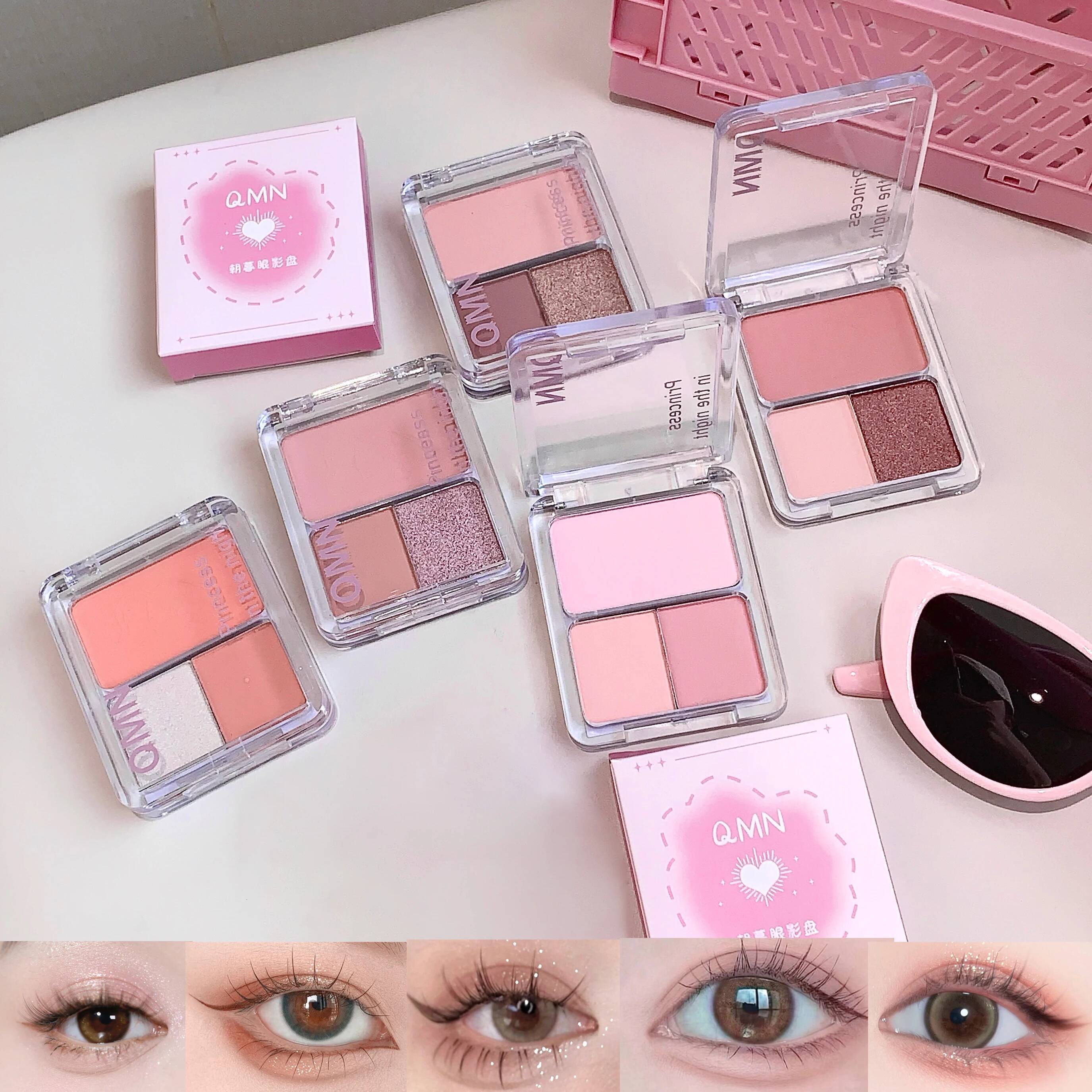 QMN Three-color Matte Pearlescent Long-lasting Makeup Eyeshadow Palette For Beginners