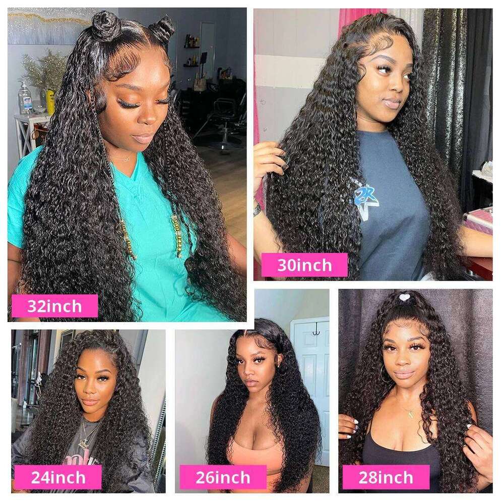13x4 Jerry Front Deep Kinky Curly Human Hair Wigs Brazilian 4x4 HD Transparent Lace Frontal Closure Wig For Women