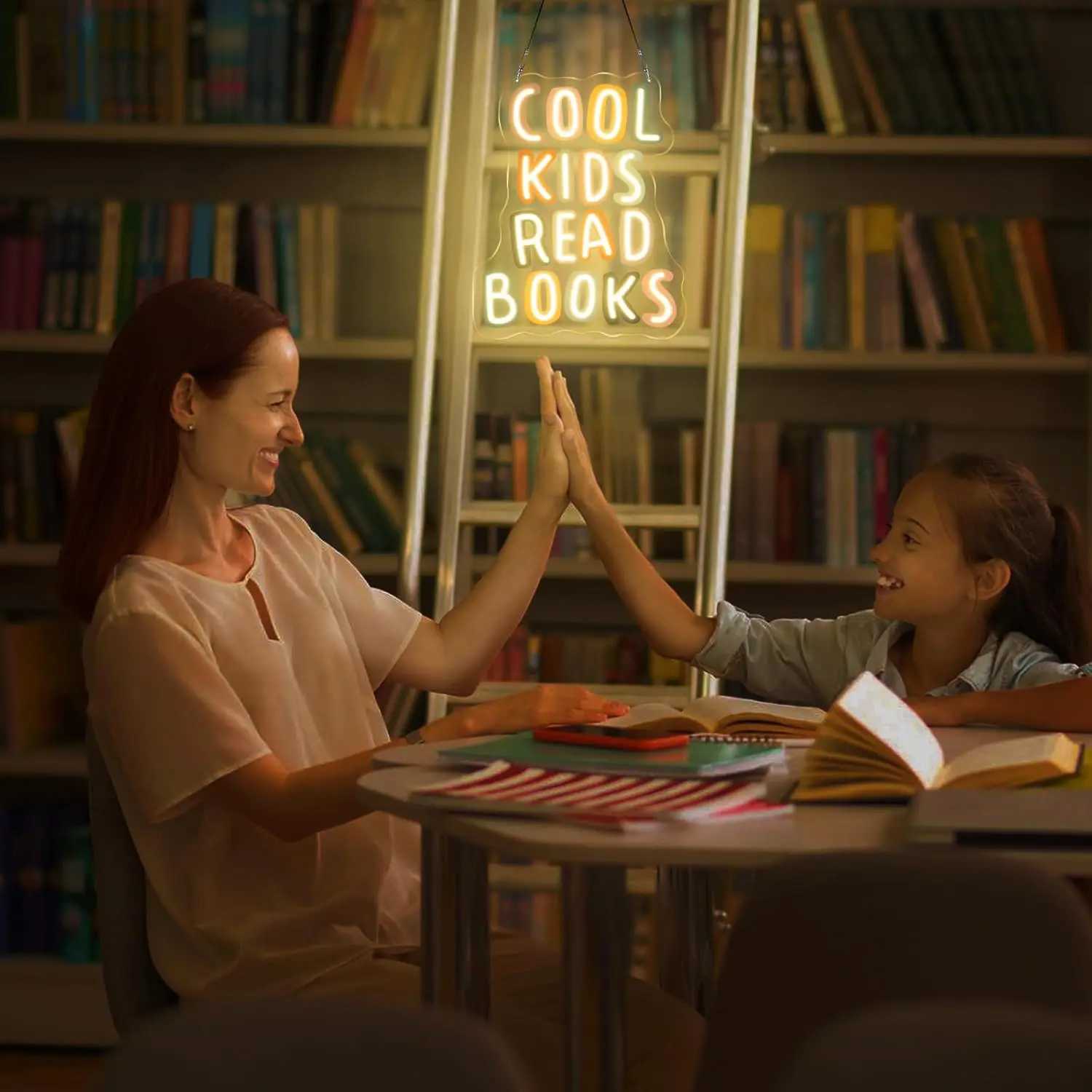 Cool Kids Read Books Neon Sign Handmade Light Up Sign for Book Club Classroom Reading Corner Reading Study Room Home Library Gift XJ250602