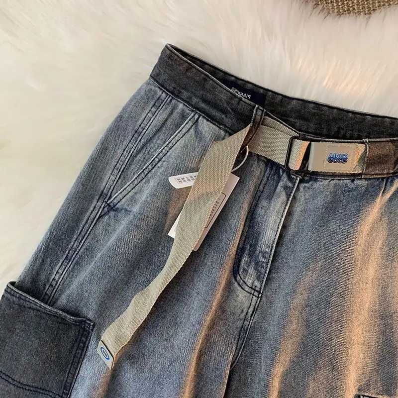 Mens Denim Shorts Straight Loose Wide Cargo Mens Short Jeans Pants Baggy With Vintage Trend 2024 Popular Streetwear Jorts T250603