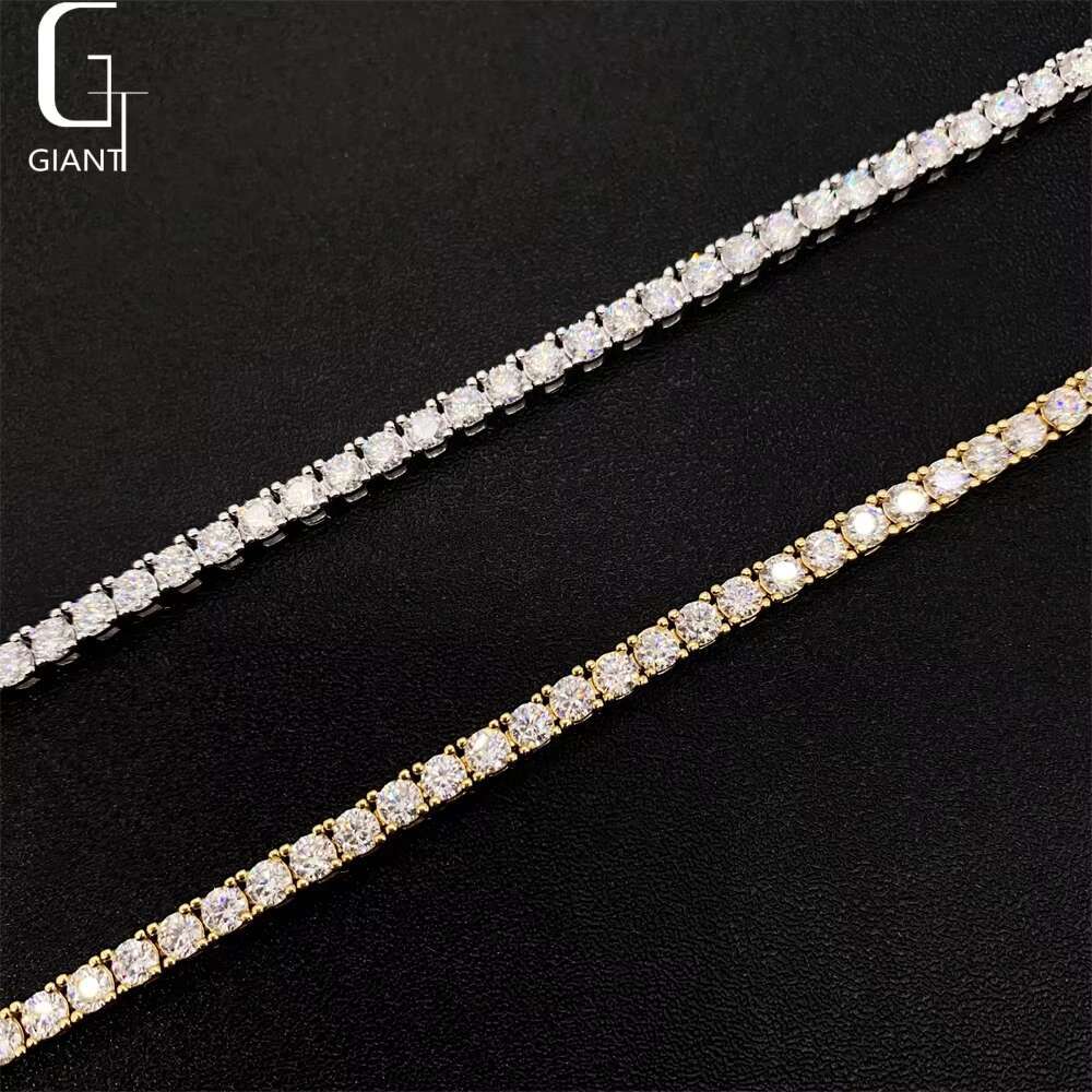 NEW TREND HIP HOP Jewelry 925 Sterling Silver VVS Moissanite 3mm Tennis Link Chain Necklace Bracelet Diamond Link Chian Jewelry