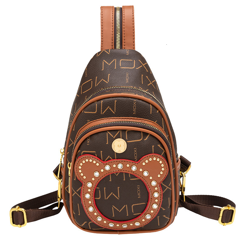 Free Shipping Mini Backpack 2025 New Trend Outdoors Retro Backpack Fashion Designer Bag Women Cartoon Chest Bag Light Luxury Printed Shoulder Bag Whol
