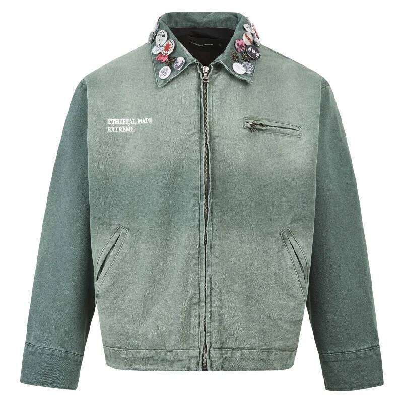 Men's Fashion Vintage Hip Hop Jeans Jacket With Badges High Streetwear Retro Denim Coat Outerwear For Male