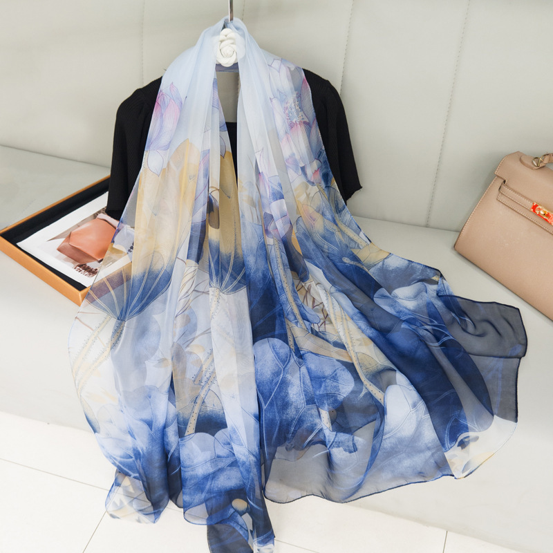 Spring and Autumn New Soft Scarf Women, High-End Thin Sun Protection Scarf, Long Versatile Brocade Gauze Shawl for Outerwear