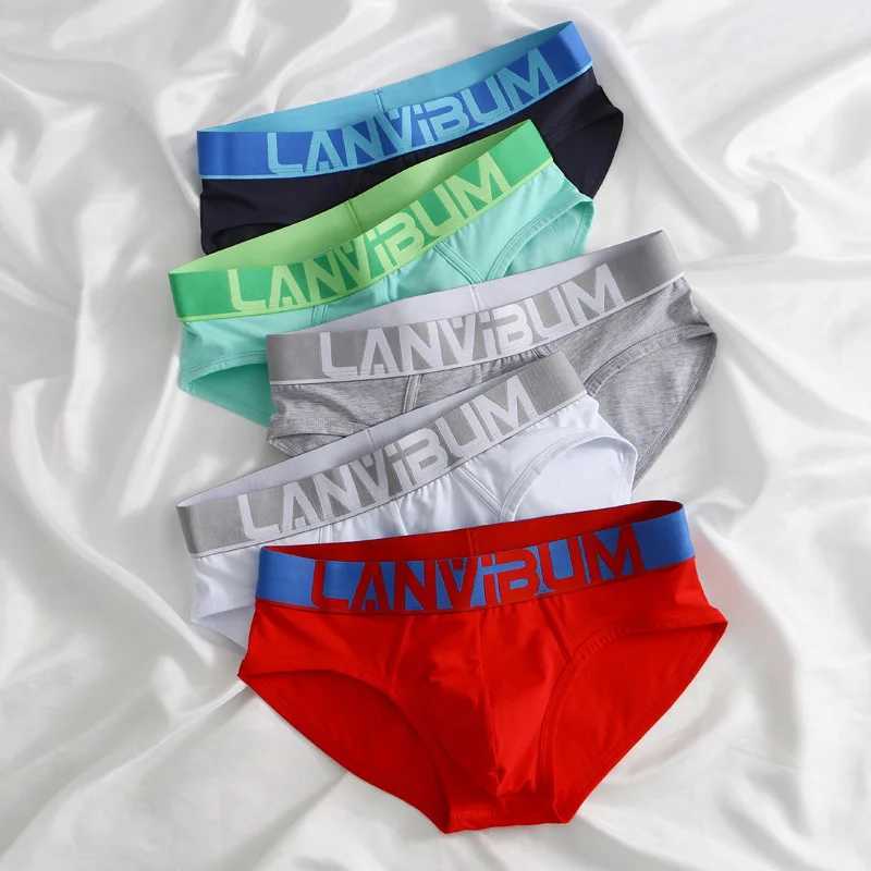 LM644 Summer Mens Briefs Colorful Bright Ribs Cotton Mid-waist Simple Comfortable Breathable U-bullet Bag Soft Youth Underwear W250603