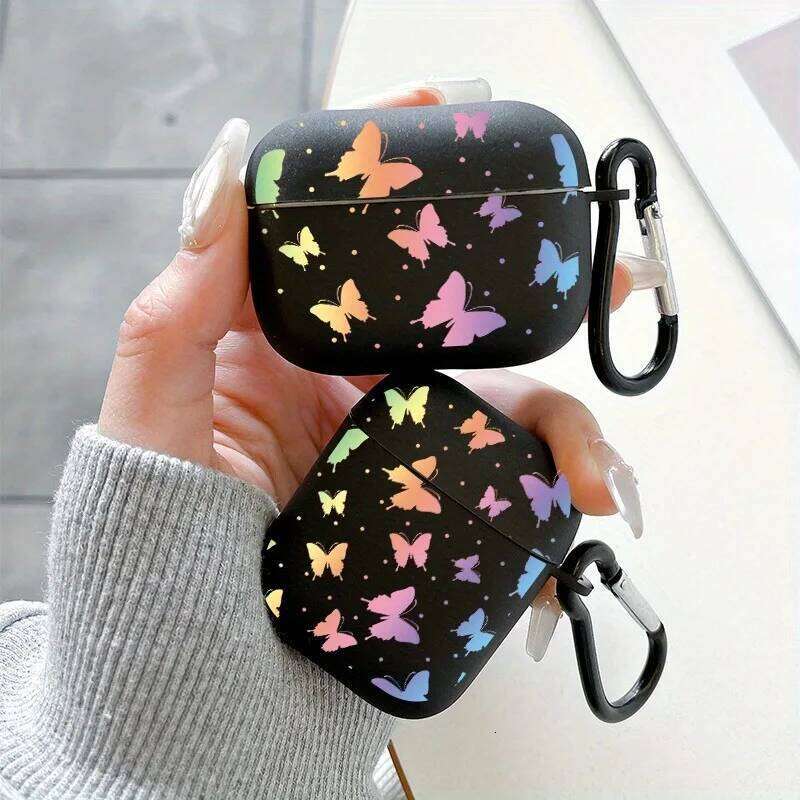 Colorful Butterflies Pro 2/Pro TPU Earbuds Case for 4 2025 3 2 1 Gen Cover with Keychain Accessory