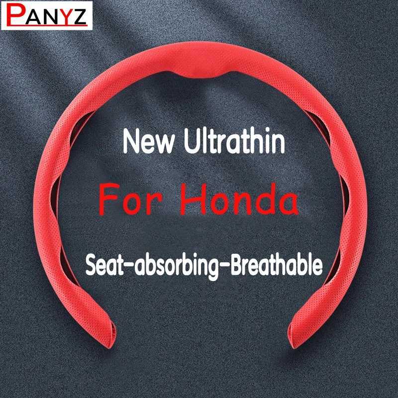 Leather Car Steering Wheel Cover Non-slip Breathable For Honda Civic Accord CRV HRV Jazz Odyssey City Vezel Polit Accessories R250603