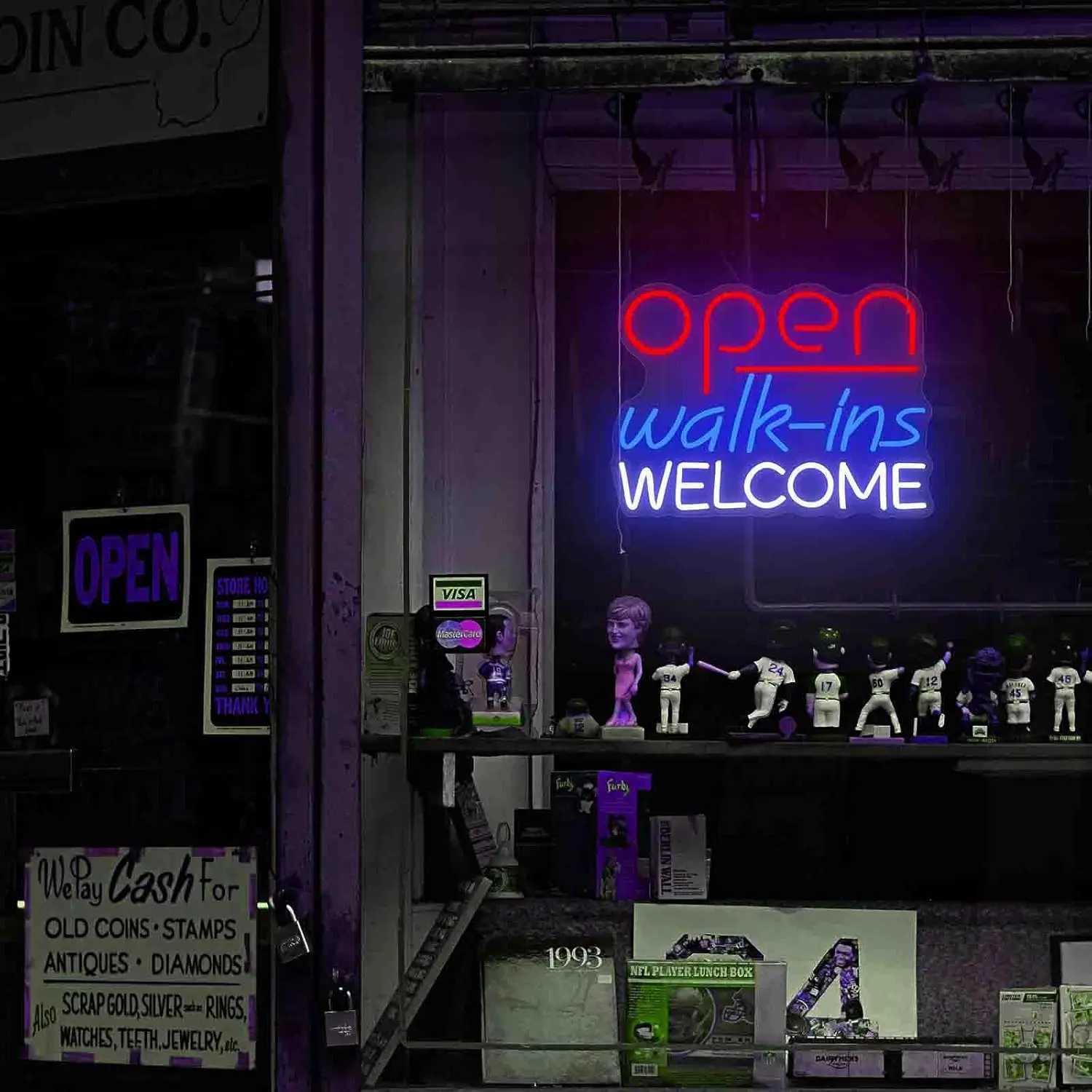 Open Walk ins Welcome Neon Sign LED Neon Light for Wall Decoration Business Sign Bar Pub Restaurant Blue Red White XJ250602