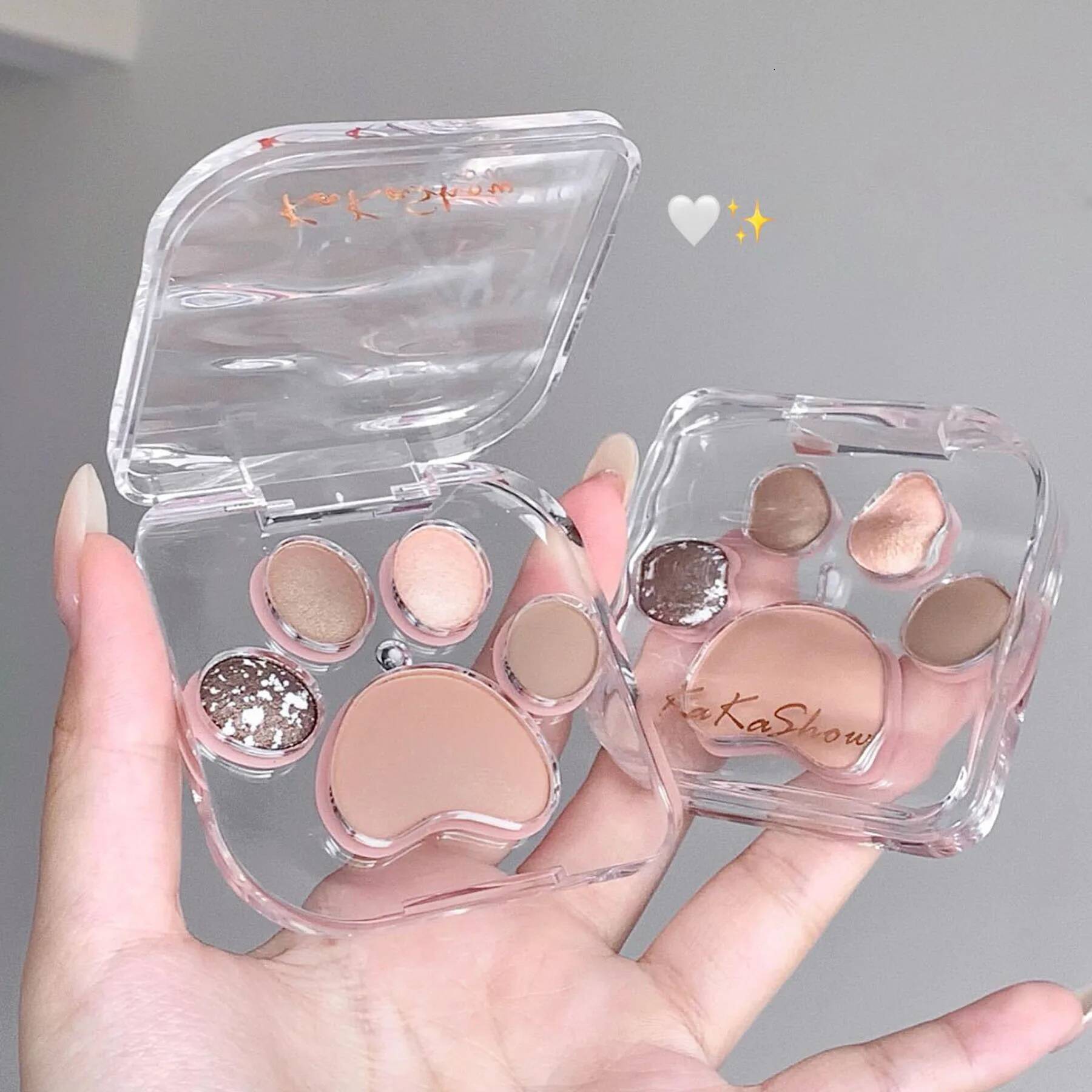 5 Colors Eye shadow Palette Cat paw shape, earthy khaki everyday look Party Performance Makeup eye cosmetics