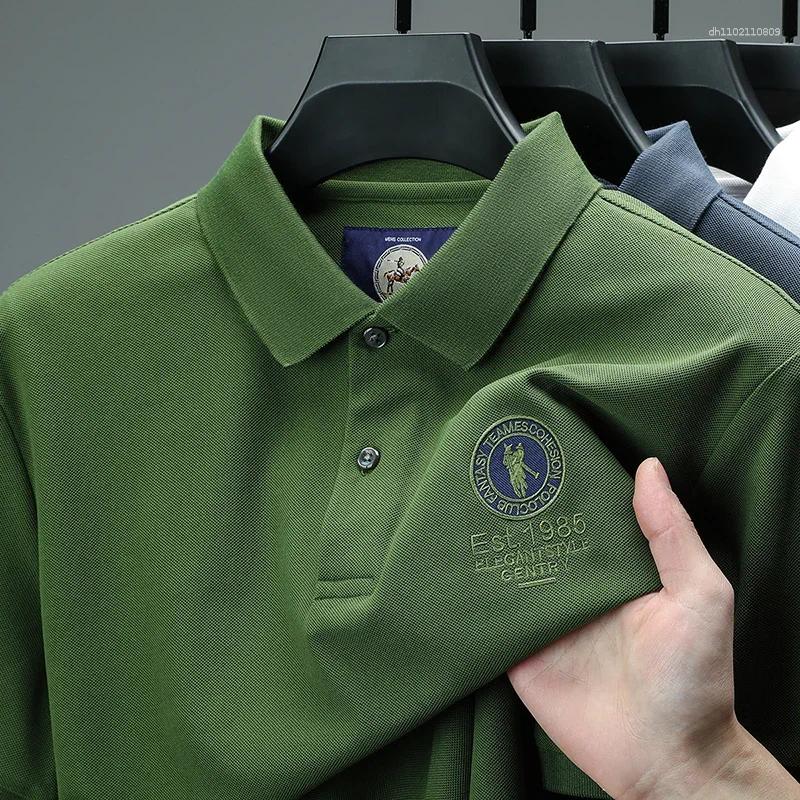 Men's Polos Light Luxury Brand Short Sleeved Polo Shirt Fashionable Letter Embossed Summer Breathable Casual Style Lapel T-shirt