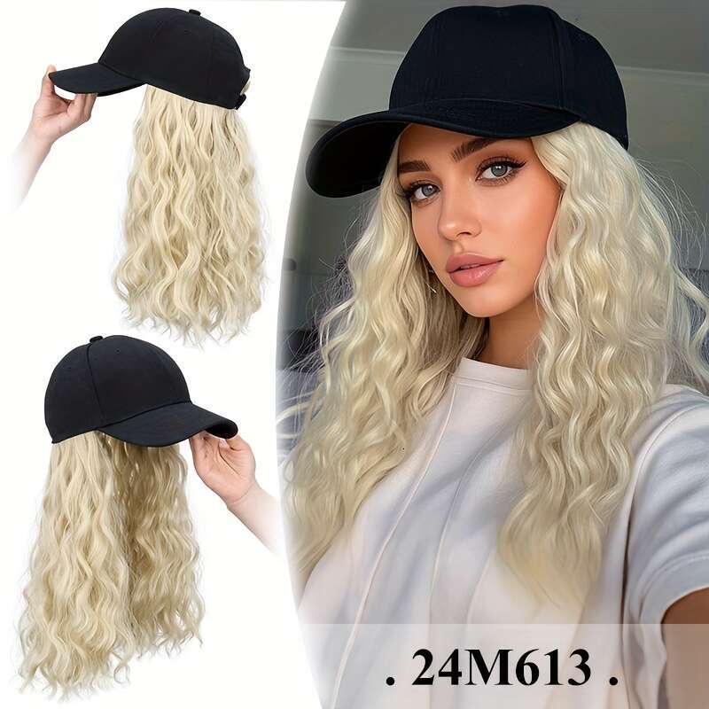 Women's Black Synthetic, Long Wavy Hair Extensions, Heat Resistant Fiber, Daily Wear, Cosplay and Wedding, Cap